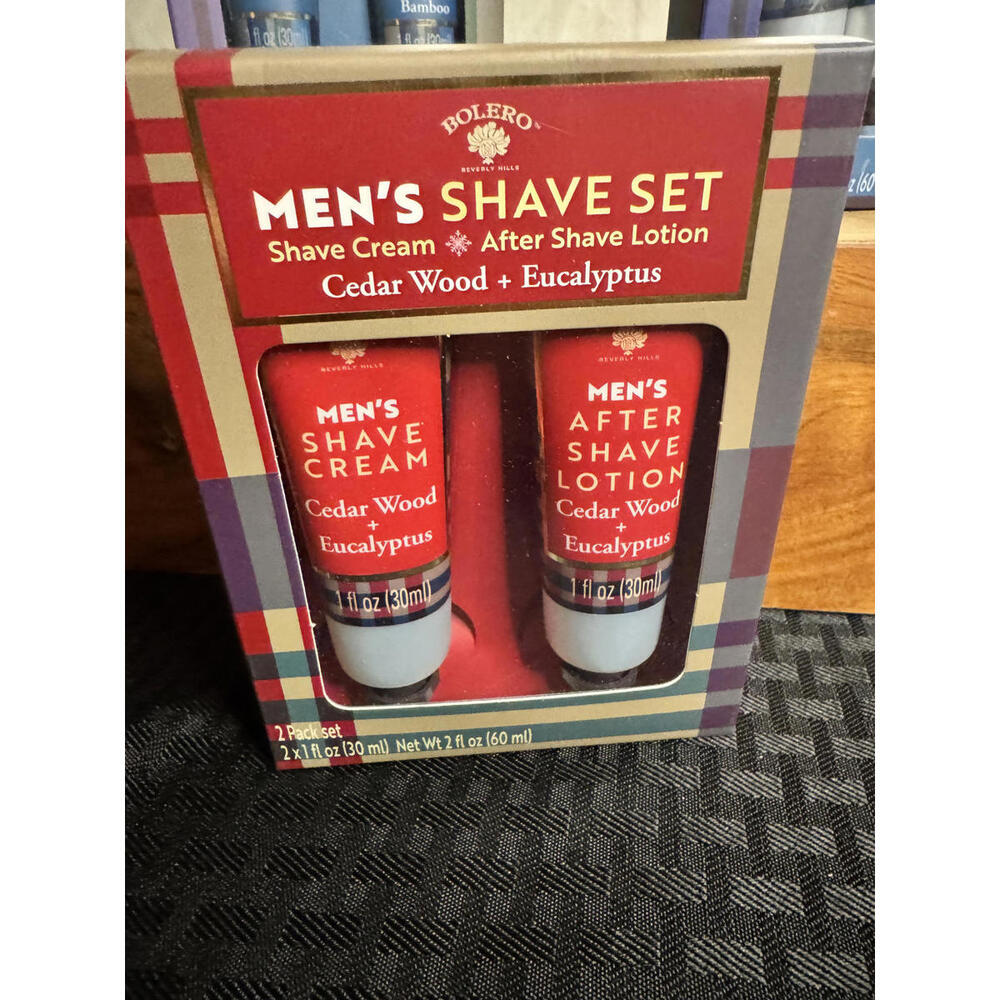 Men's Shave Set Cedar Wood & Eucalyptus 2 Pack 1 fl oz Shave Cream After Shave - Picture 3 of 6